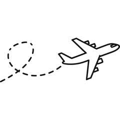 Elegant airplane flight path icon for travel adventures and destination marketing