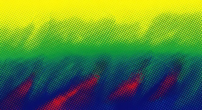 Vibrant abstract background with halftone dot texture featuring yellow, green, blue, and red color gradient - Powered by Adobe