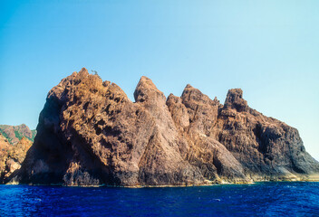 Rocks and waters of the Mediterranean in the fantastic Scandola Nature Reserve in Corsica, France