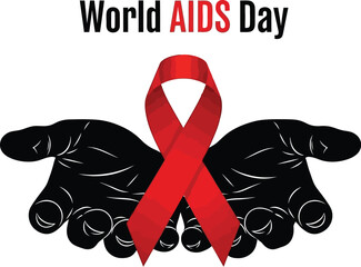 Hands holding a red ribbon, a symbol for World AIDS Day awareness