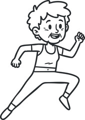 Fototapeta premium Playful line art illustration of a joyful character running, ideal for fitness and wellness projects