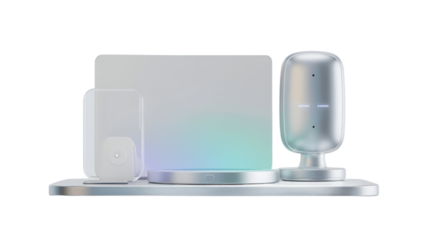 Digital gadgets on a platform in studio.