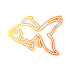 A stylized, glowing outline of a goldfish, transitioning from yellow to orange, presented against a white background.