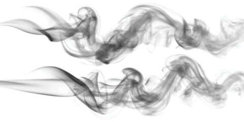 Abstract grey smoke plumes flowing and swirling dynamically on white background © md