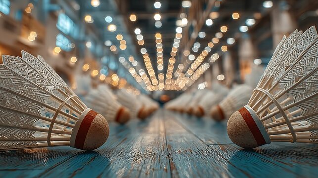 Professional Shuttlecock Collection Resting On Wooden Plank High Resolution Picture