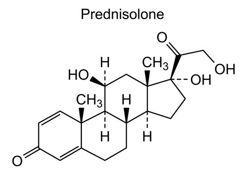 Prednisolone, chemical structure of prednisolone, drug substance