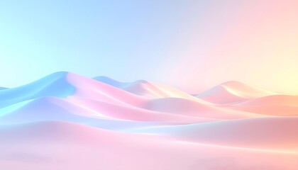 A dreamy minimalist landscape featuring smooth pastel colored dunes in soft pink
