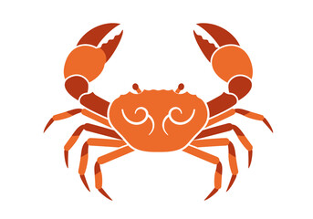 Stylized Orange Crab Illustration with Raised Claws on White Background.