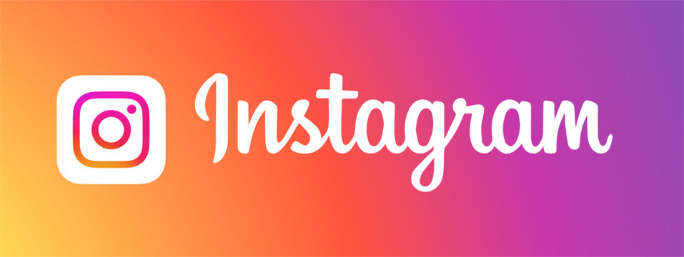 Instagram Text Logo - Vector Set Collection - Original Gradient Color Font - Isolated. Latest Font for Web Page, Mobile App or Print Materials. Transparent Template.
