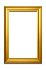 Ornate golden picture frame with a classic design and a luxurious metallic finish isolated on transparent background