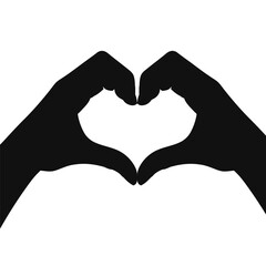 A hand heart silhouette illustration