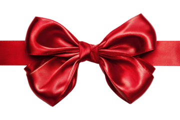 Lustrous Red Satin Ribbon Bow for Christmas and Holiday Gift Wrapping Isolated on transparent background