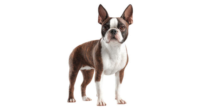 Boston Terrier standing isolated on a transparent background