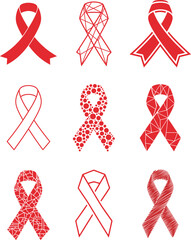 A collection of world aids day ribbons in a variety of styles