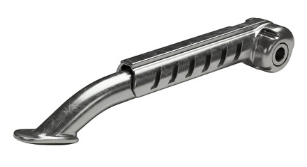Modern metallic bicycle kickstand, designed for stability and easy parking, captured in a detailed close-up and isolated on a clean transparent background