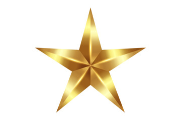 3D realistic golden Five Point Star Shape, luxury award symbol, isolated on white background for premium design. Vector illustration