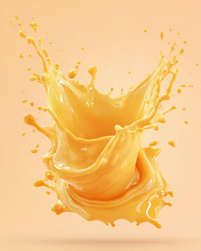 Orange juice splash frozen in motion liquid fluid