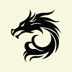 Tribal Dragon Silhouette - Fierce Mythical Vector Illustration