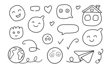 Charming hand drawn doodle icons for creative projects