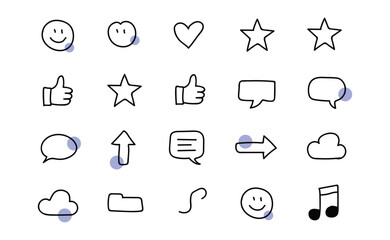Cute hand drawn doodle icons for creative projects and design elements