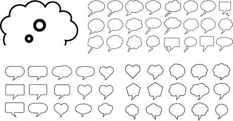 Hand drawn speech bubbles and thought balloons collection