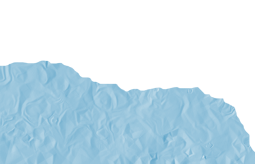 Abstract blue fluid shape with organic wavy top edge and blank copy space isolated on transparent background