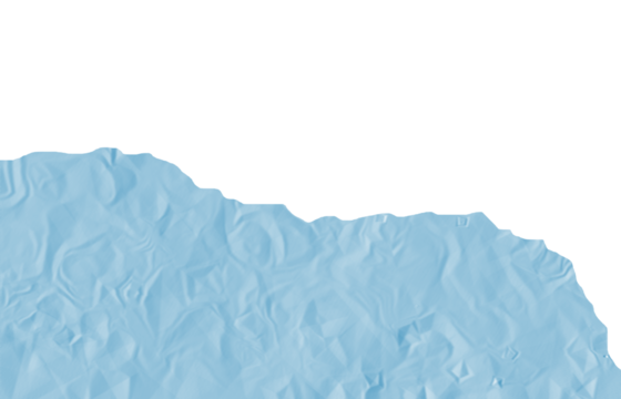 Abstract blue fluid shape with organic wavy top edge and blank copy space isolated on transparent background