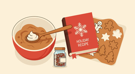 Obraz premium Cute Christmas Character Icons Santa, Reindeer, Elf, Snowman, and Polar Bear Illustrations