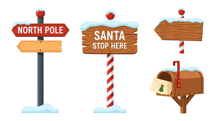 Obraz premium Cute Christmas Character Icons Santa, Reindeer, Elf, Snowman, and Polar Bear Illustrations