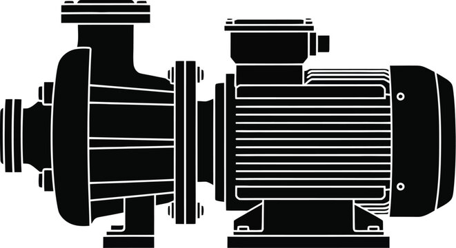 Detailed black and white illustration of an industrial centrifugal pump design