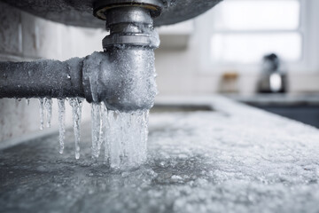 A sink with a frozen pipe