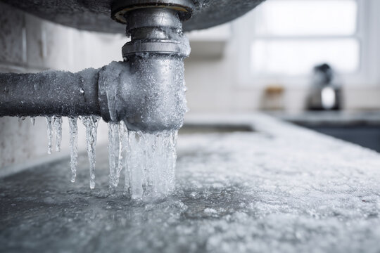 A sink with a frozen pipe