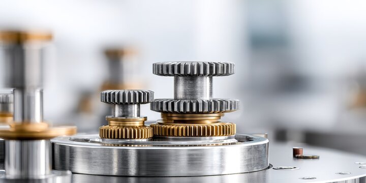 Close-up view of precision gears in a mechanical assembly showcasing engineering details and craftsmanship