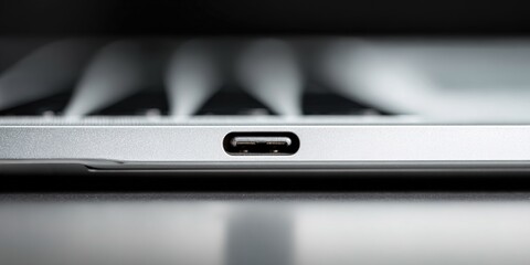 Close-up view of a laptop USB-C port highlighting modern connectivity technology and design features