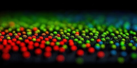 Colorful array of tiny beads on a black surface in a creative display during a crafting event