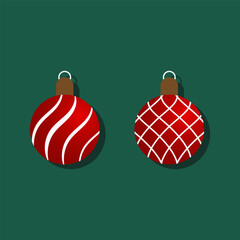 Two red and white Christmas ornaments are shown side by side