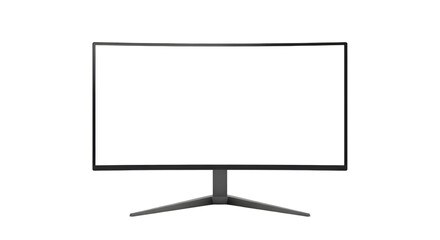 Curved Computer Monitor Display Screen with White Blank Screen