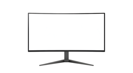 Curved Computer Monitor Display Screen with White Blank Screen
