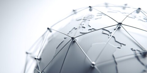 Globe illustration showing interconnected countries on a modern network design