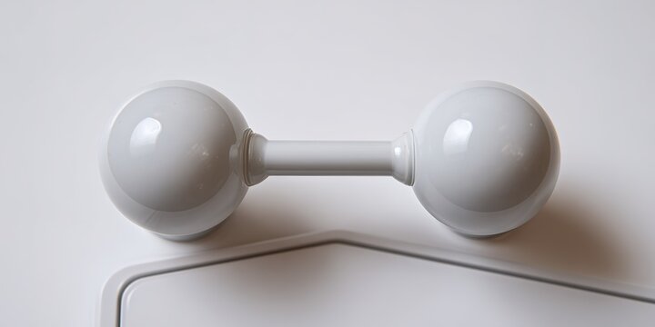 Modern white dumbbell resting on a plain surface, suggesting a focus on fitness and exercise at home - Powered by Adobe
