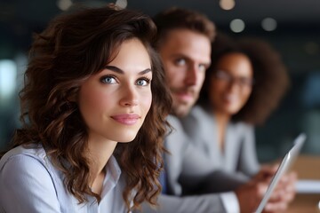 Obraz premium Diverse business team meeting in a modern workspace environment