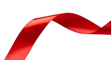 Close-up of Red Ribbon Curve on Black satin ribbon