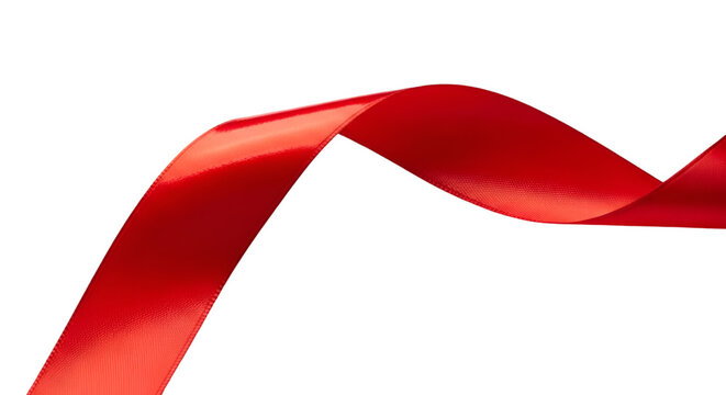 Close-up of Red Ribbon Curve on Black satin ribbon
