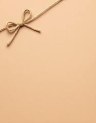 A natural jute bow placed on kraft paper offers a simple rustic minimalist presentation enriched by organic texture craftsmanship and elegant visual clarity