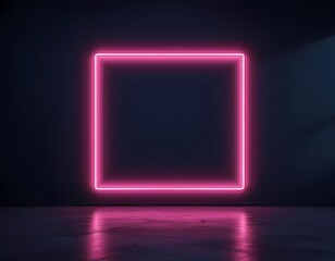 Neon Tube Outline Logo Mockup. Dark Minimal Glow