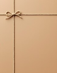 A handcrafted jute bow sits on textured kraft paper presenting a rustic minimalist surface that highlights natural fiber detail and organic design