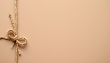 A natural jute string bow arranged on kraft paper forms a pristine textured minimalist canvas reflecting rustic craftsmanship and organic material detail