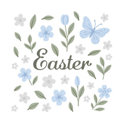 A set of hand-drawn vector illustrations with Easter elements.