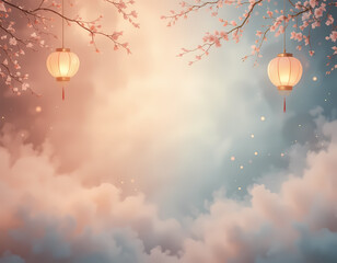 Minimal Lantern Glow New Year Mockup Background