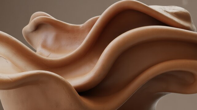 Fluid beige abstract waves and soft organic flowing texture design